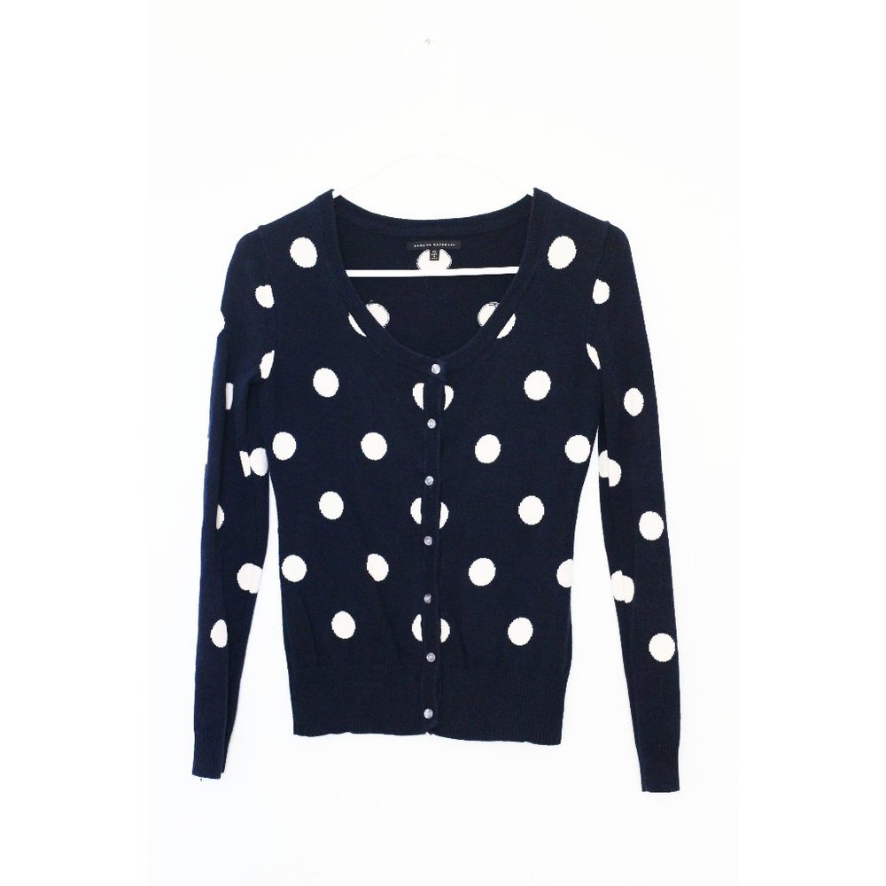 Banana Republic Navy Blue Polka Dots Y2K Cardigan XS